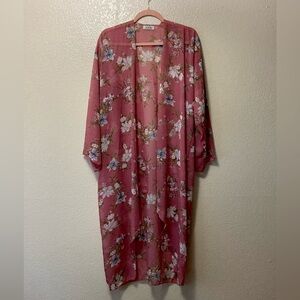Floral Rose Boho Sheer Duster Cardigan Kimono Jacket